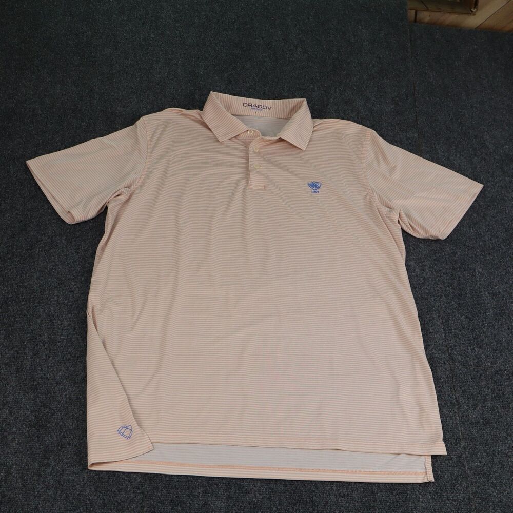 B Draddy sport Polo Shirt Belle Meade Country Club TN Logo Striped Mens Medium L